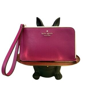 Kate Spade Lucy Bicolor Small L-Zip Wristlet - Baja Rose Multi NWT ♠️